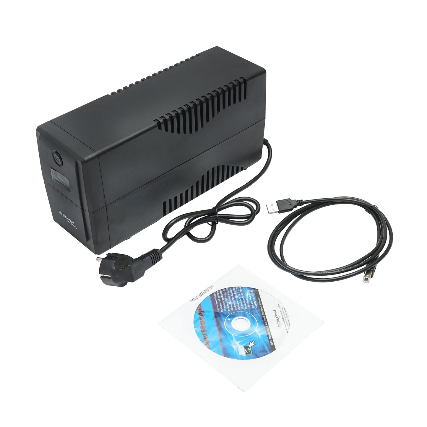 UPS 800VA/480W with 9Ah battery and 2 schuko sockets, LCD, USB, AVR Breckner Germany