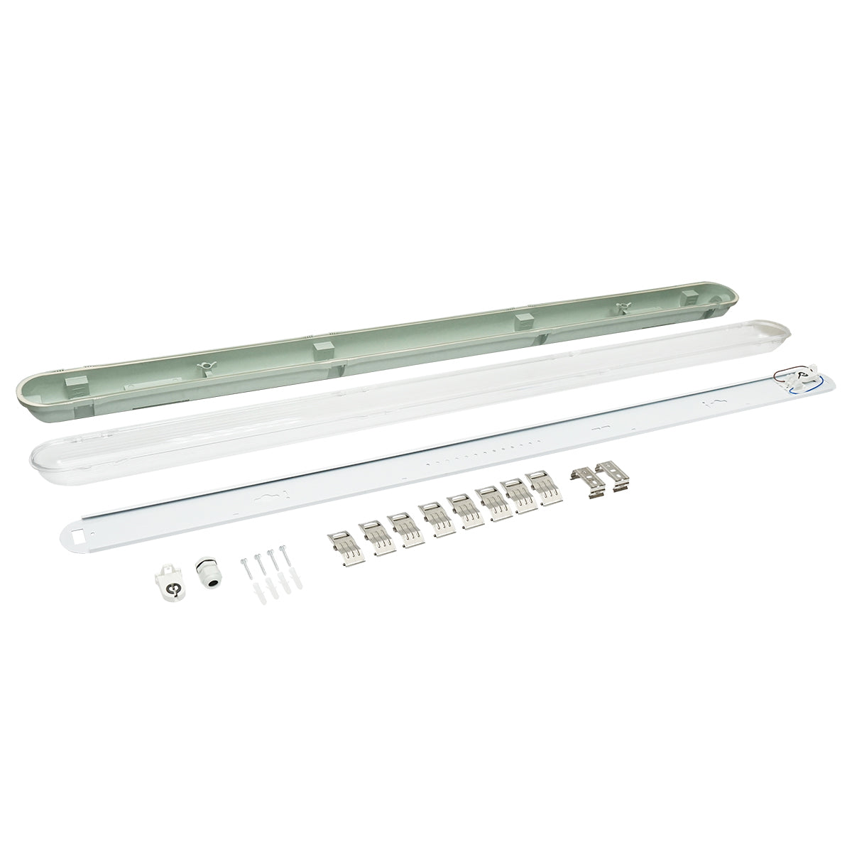 LED fluorescent tube light fixture 1x36W, 220V, 1270x80x90mm IP65 Breckner Germany
