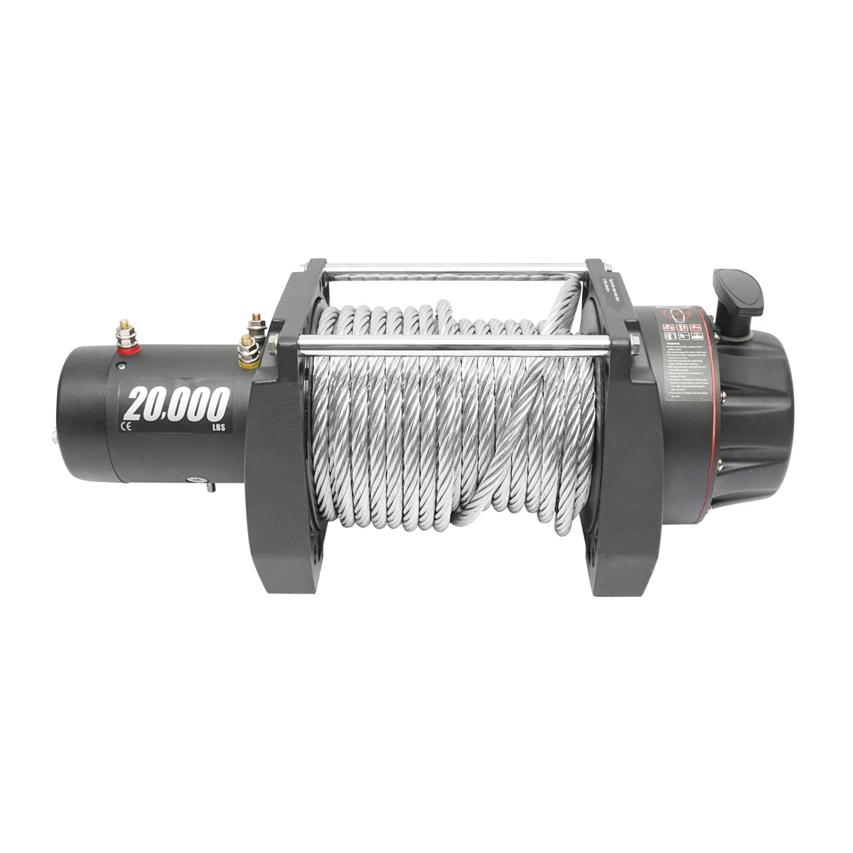 Complete electric winch with remote control, steel cable, power supply voltage 12V, maximum load 9T (20000lbs)