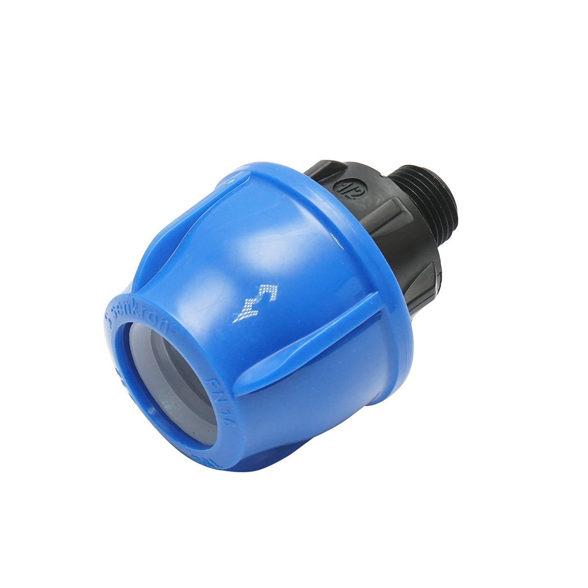 Compression fitting with external thread D32mmx1/2 inch, PN16 for irrigation systems