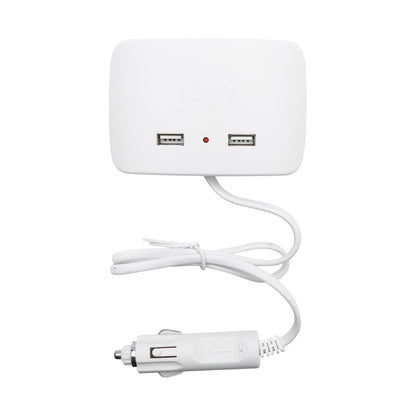 Car triple adapter 12/24V white and 2x USB port 5V/1000mA