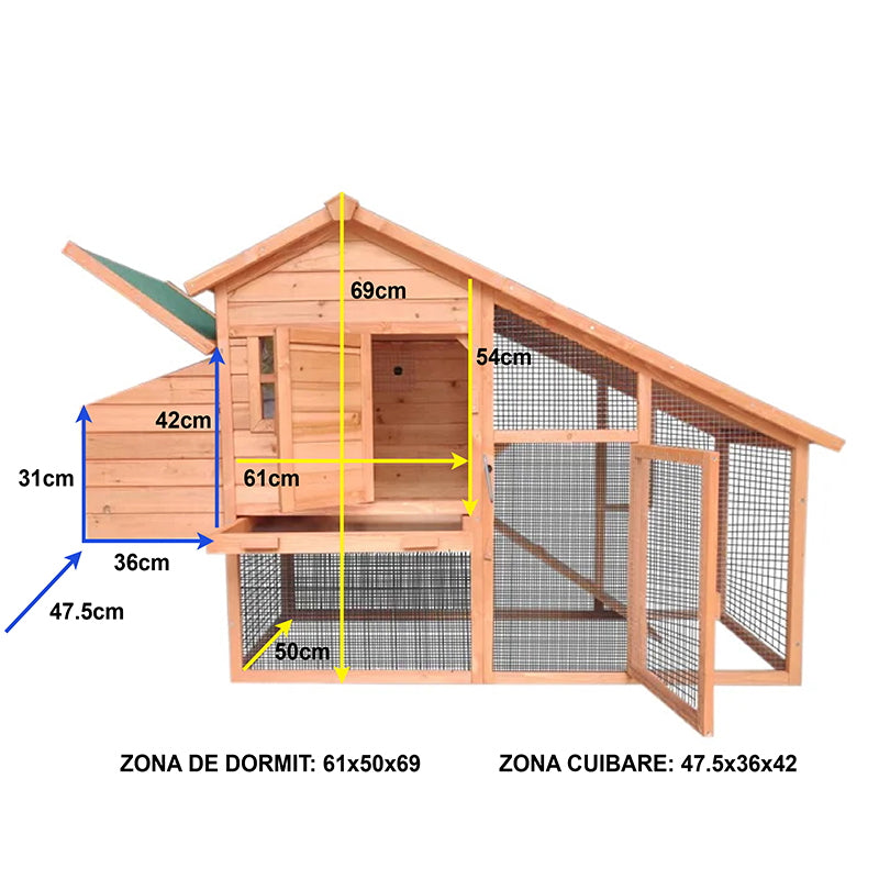 Chicken coop, made of wood 1900x650x1130mm