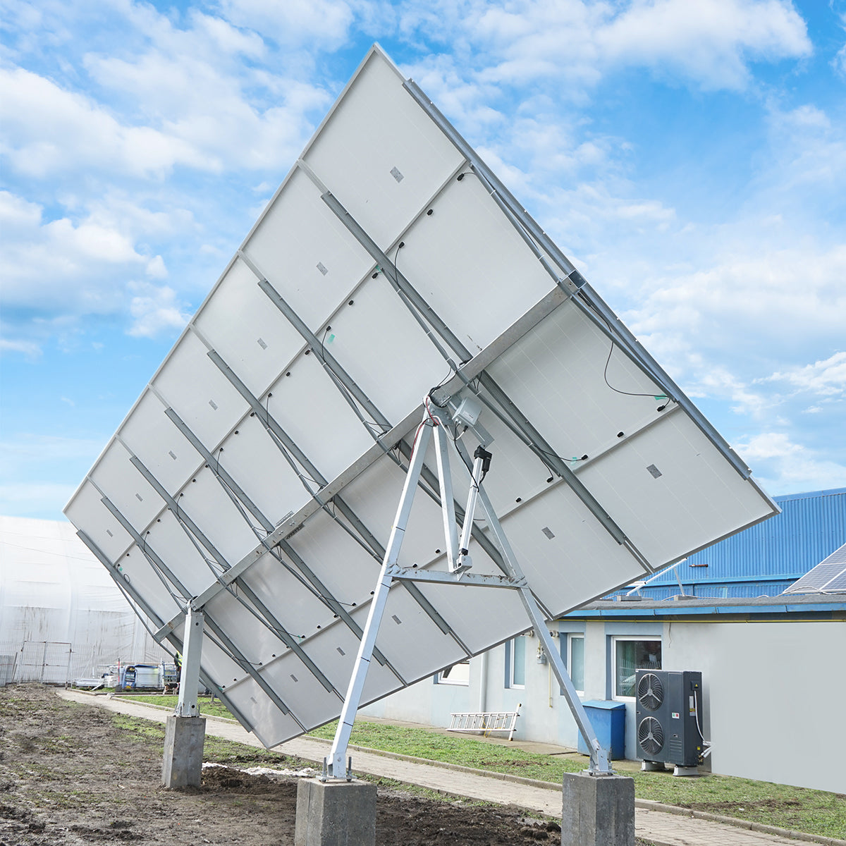 Complete mounting system, automatic solar tracker structure 9 KW, east-west 16 panels of 570W Breckner Germany