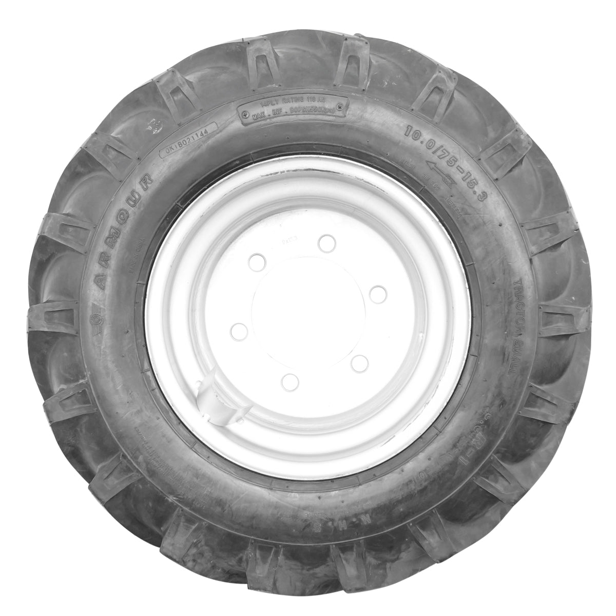 Complete wheel rim with agricultural tire 10.0/75 R 15.3 14PR R1