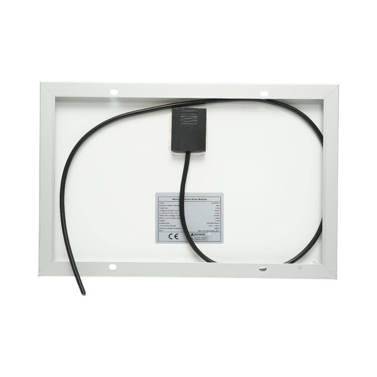 10W monocrystalline photovoltaic solar panel 19.8V with 90cm connection cable 345x225x18mm