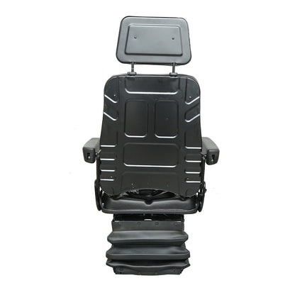 Universal seat with safety belt, headrest, and armrests for agricultural or industrial machinery