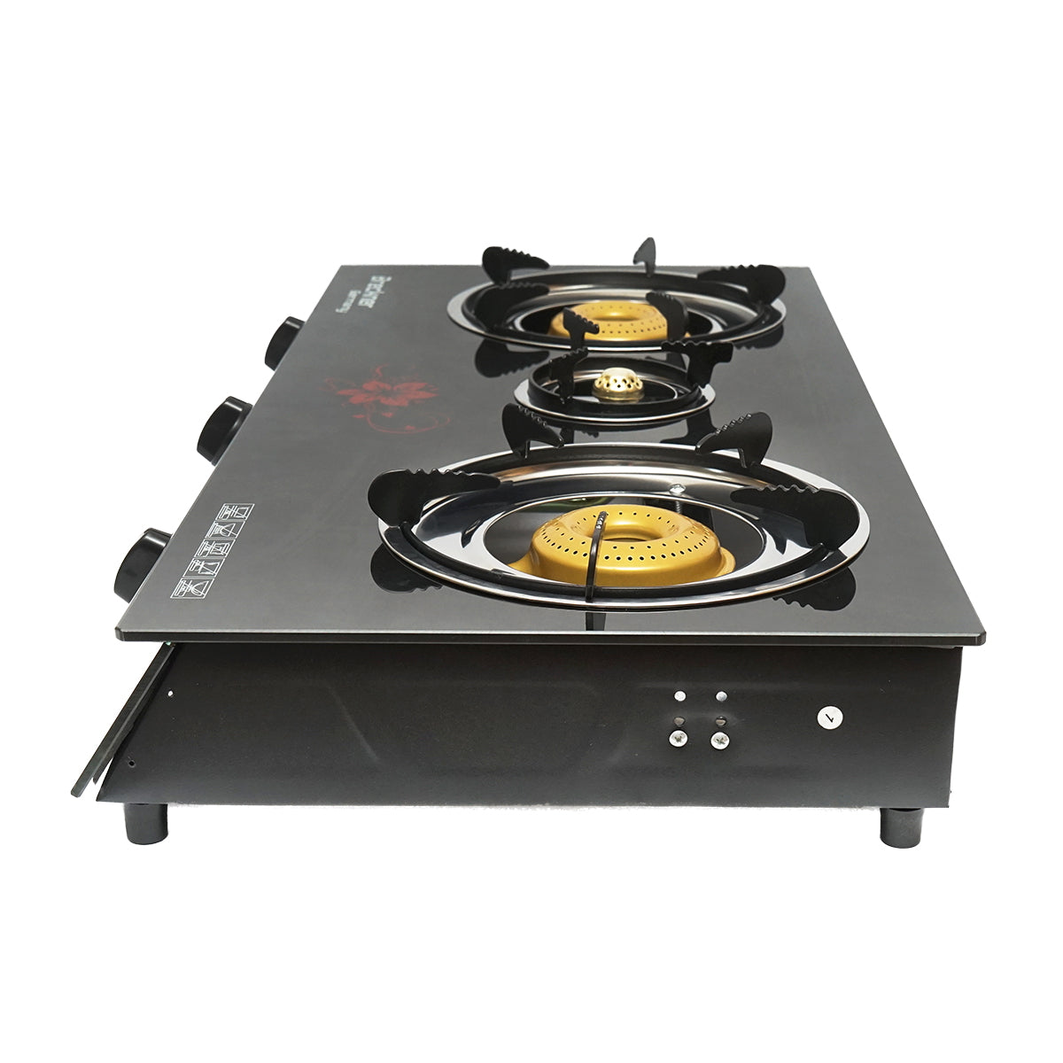 Hob, 3 burner metal stove 2.5KW, tempered glass 700x380x94mm Breckner Germany