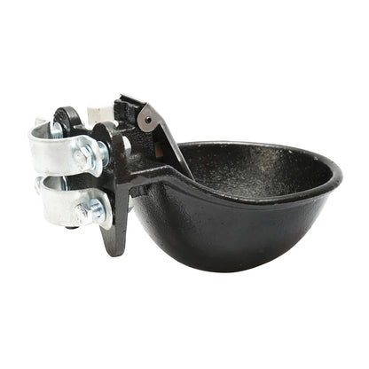 Cast iron waterer 1.5L with stainless steel tongue and mounting accessories for cows or horses
