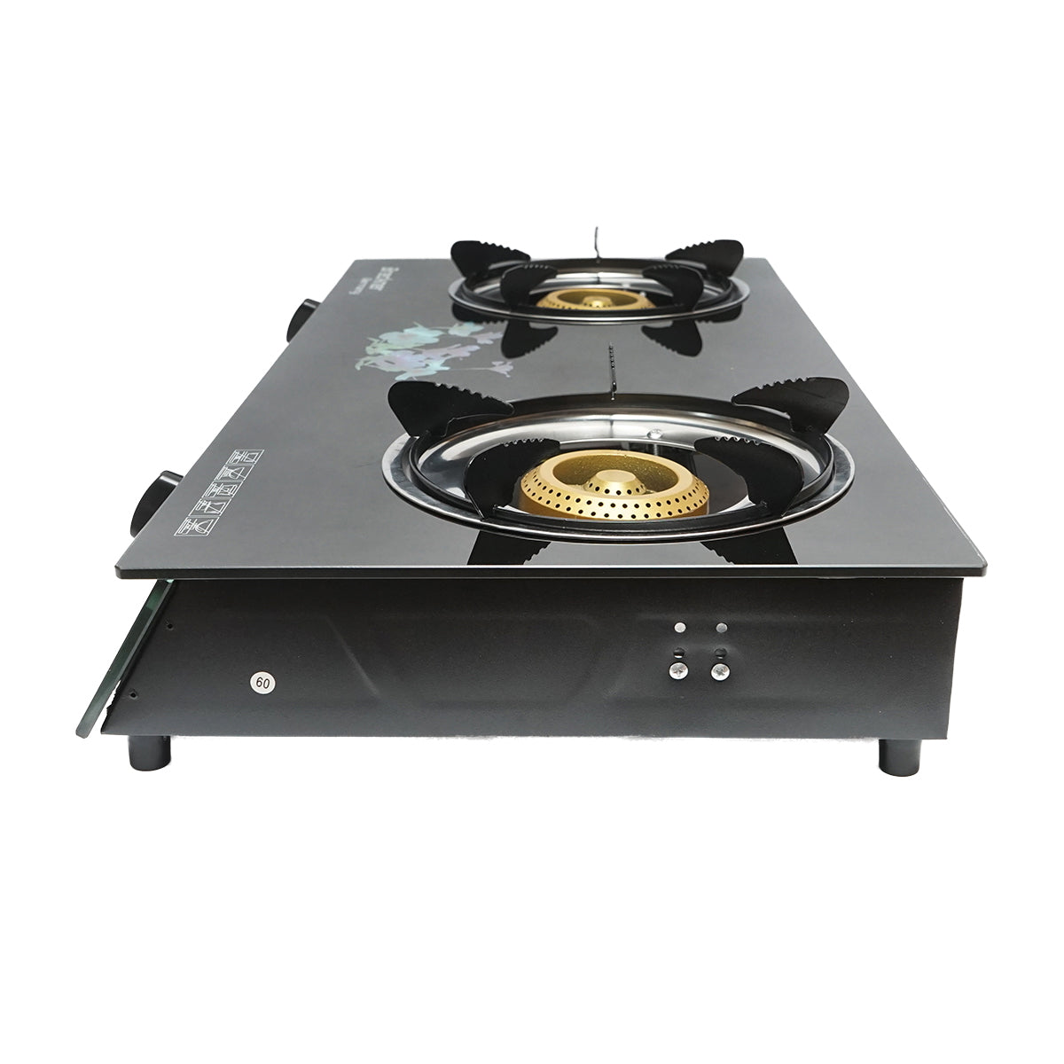 Gas stove, 2-burner cast iron 2.5KW, tempered glass 700x380x94mm Breckner Germany