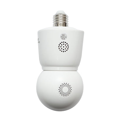 Smart bulb surveillance camera with dual lens 4 MP, 360-degree rotating PTZ, 2.4GHz WIFI, E27 bulb type with motion sensor and iCSee app