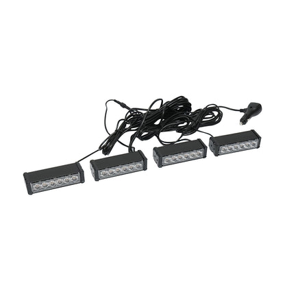 Set of 4 strobe lights with 6 LEDs, yellow light 12V Breckner Germany