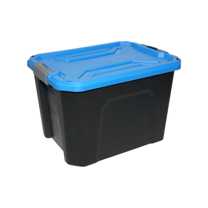 Box, heavy duty storage box 40L with lid, blue 490x380x200mm Breckner Germany