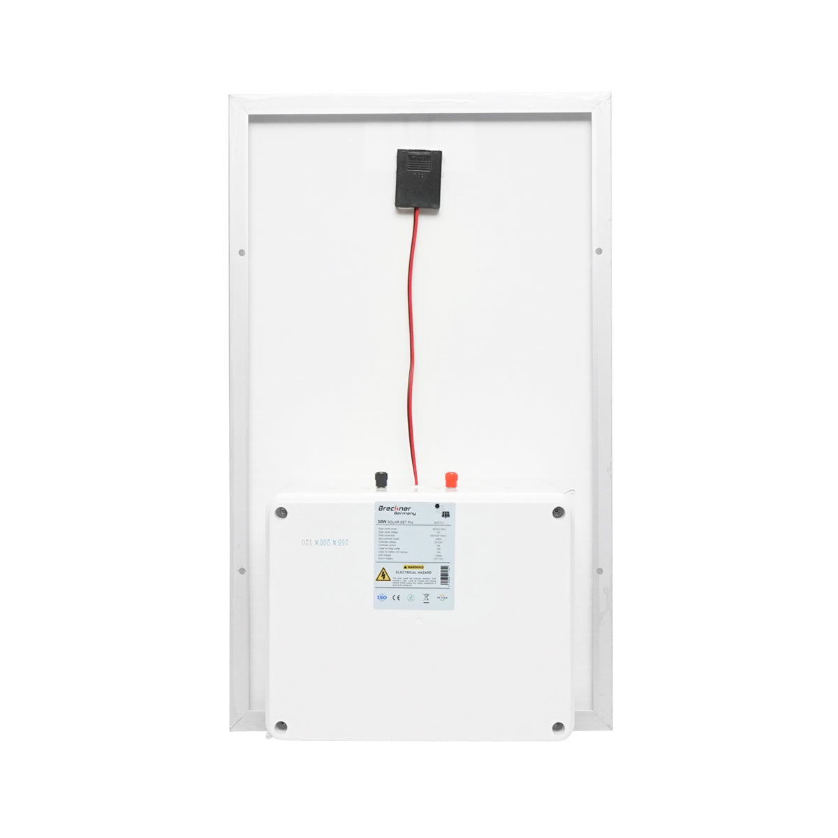 30W solar panel 560x350x135mm with 12V/17Ah battery, 12-24V/10Ah regulator and 2x USB port Breckner Germany