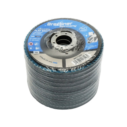 Zirconium abrasive flap disc for metal and stainless steel P60, 115mm Breckner Germany