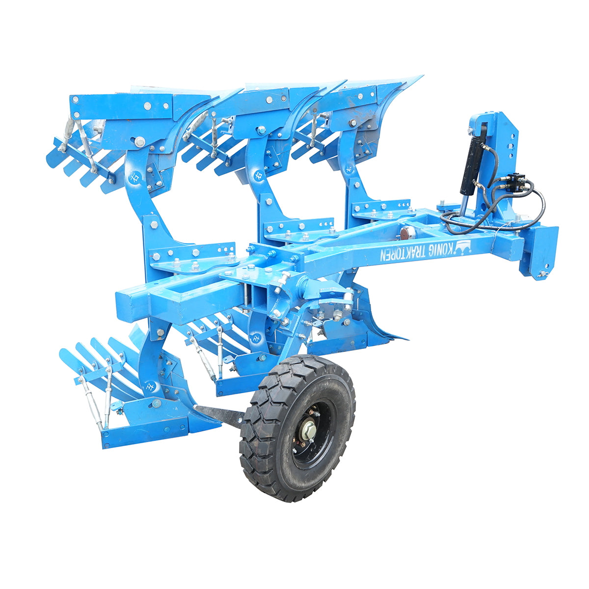 Agricultural plow with 3 (2+1) reversible hydraulic bodies, crested shares Konig Traktoren
