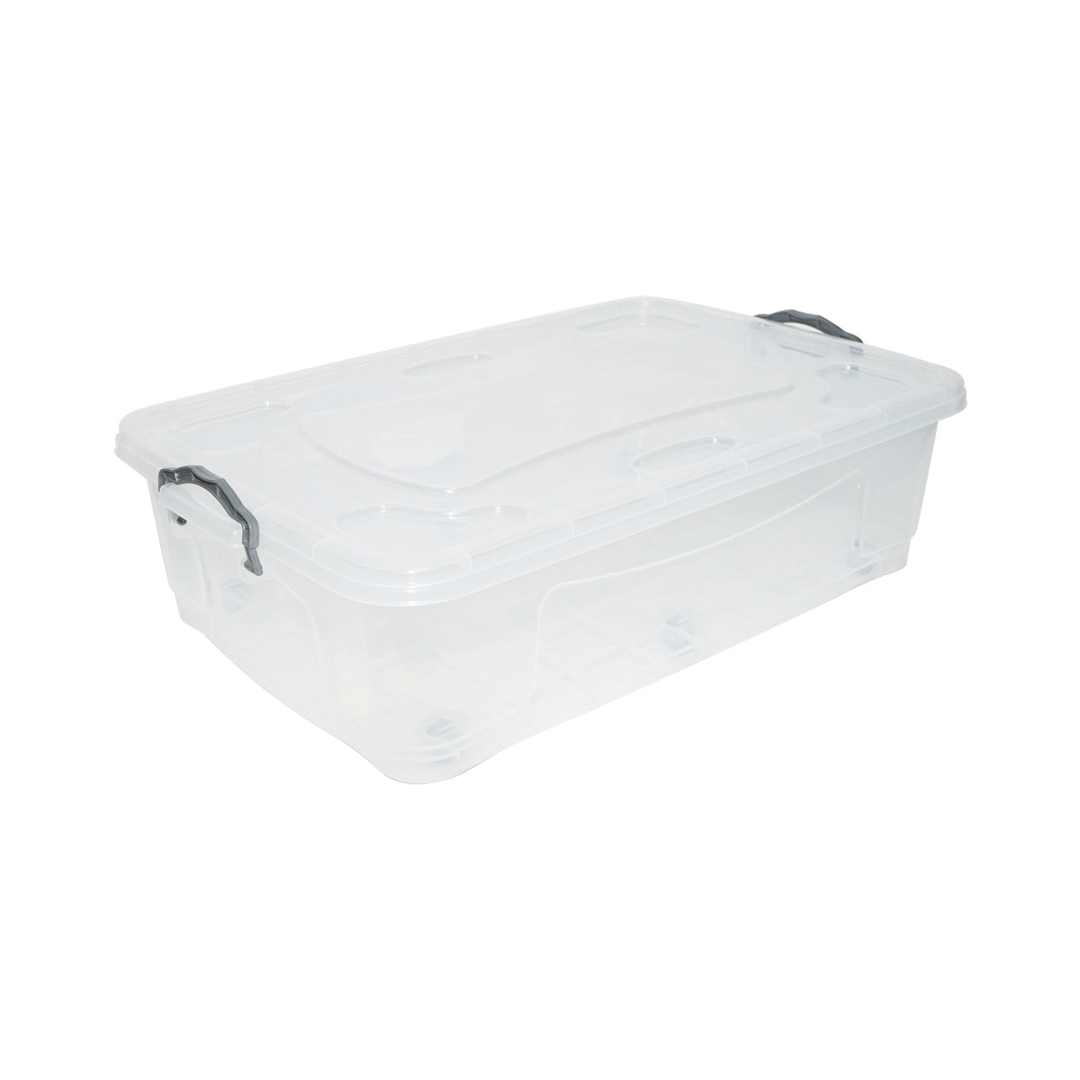 40L storage box with lid and wheels made of transparent plastic 725x470x200mm