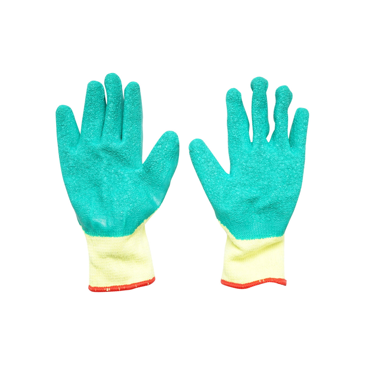 Yellow-green latex cotton working gloves size 10 Breckner Germany
