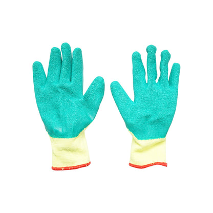 Yellow-green latex cotton working gloves size 10 Breckner Germany