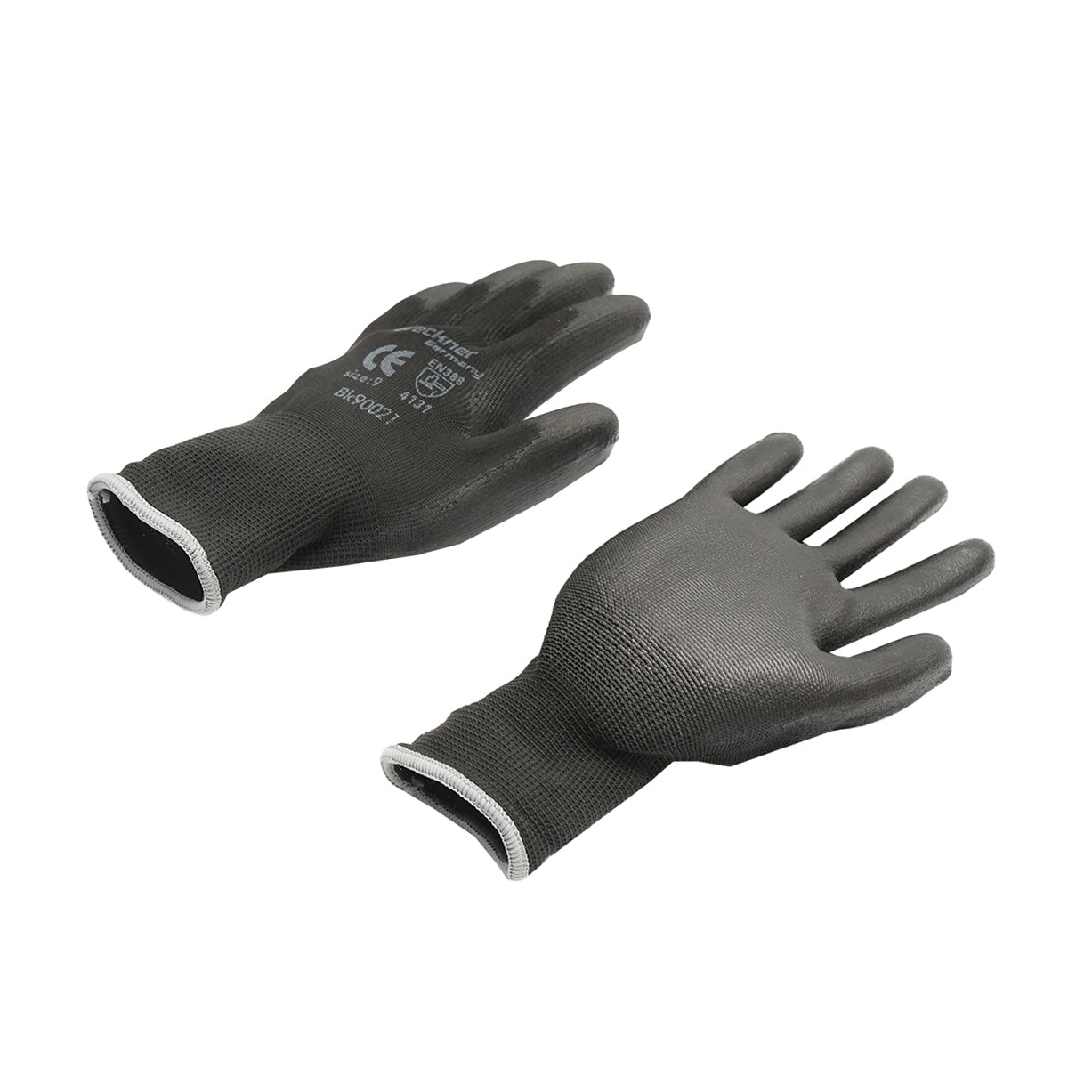 Synthetic work gloves, rubberized black, size 9, Breckner Germany