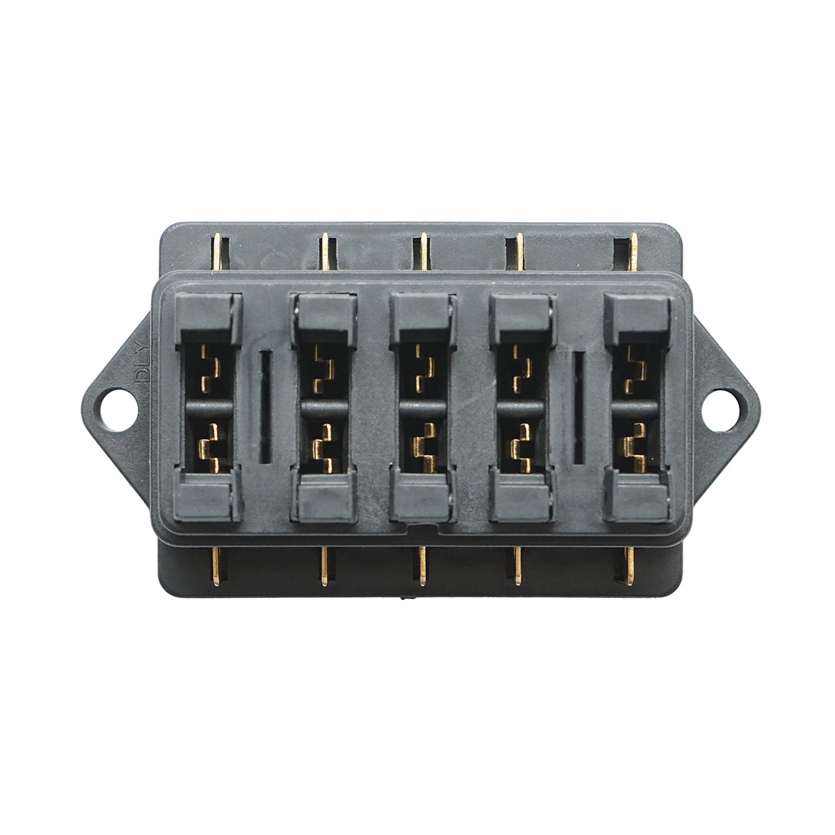 Flat fuse box with 5 terminals