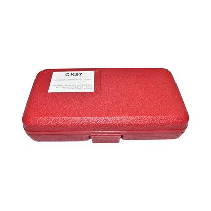 Exterior micrometer with digital display and enameled frame, metric 0-25mm