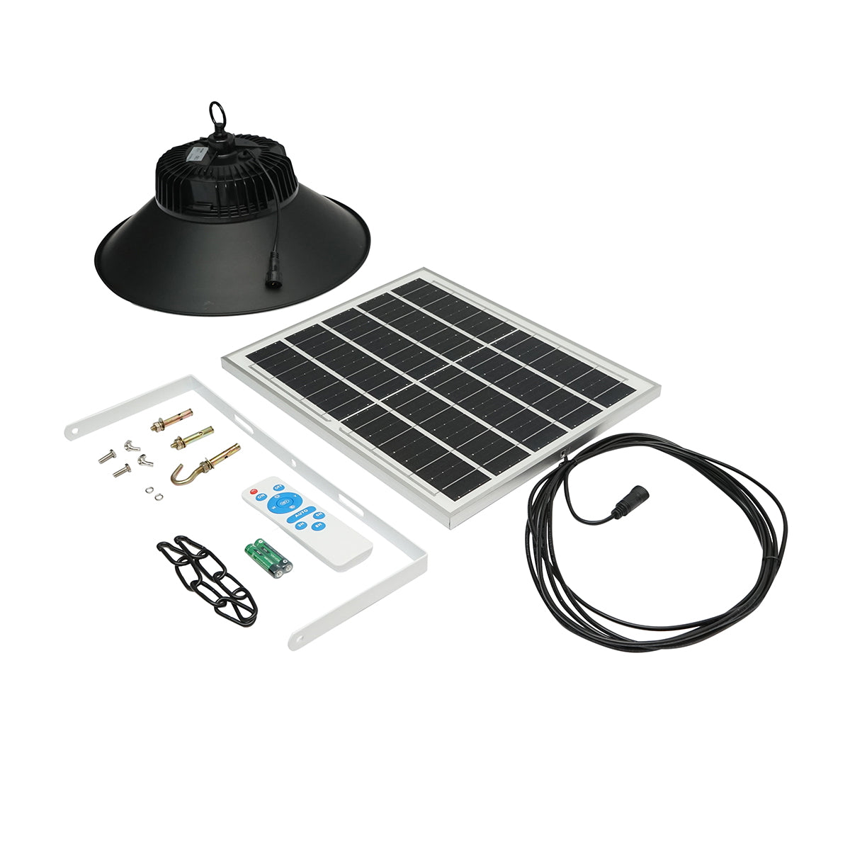 100W LED lamp, 6500K with 16W polycrystalline solar panel, LifePO4 battery 3.2V/15Ah and IP65 remote control Breckner Germany