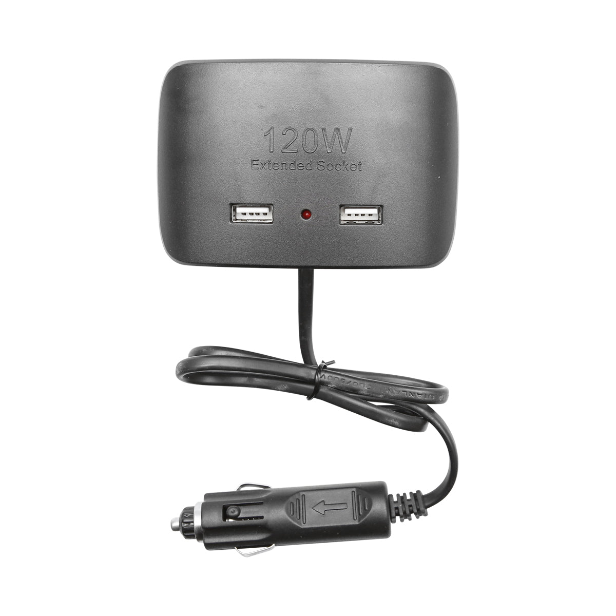 Triple car cigarette lighter adapter 12/24V black and 2x USB port 5V/1000mA