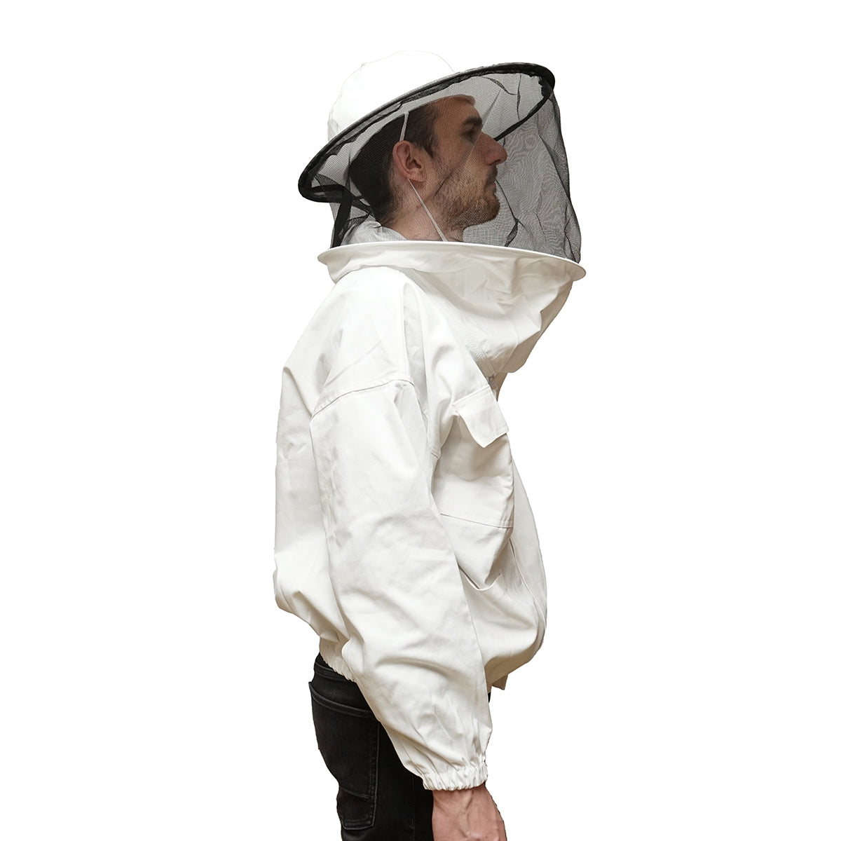 White beekeeping shirt with protective mask size L