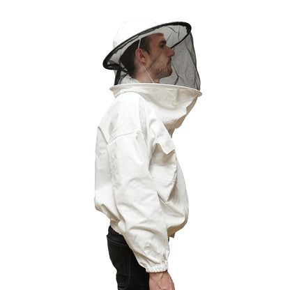 White beekeeping shirt with protective mask size L