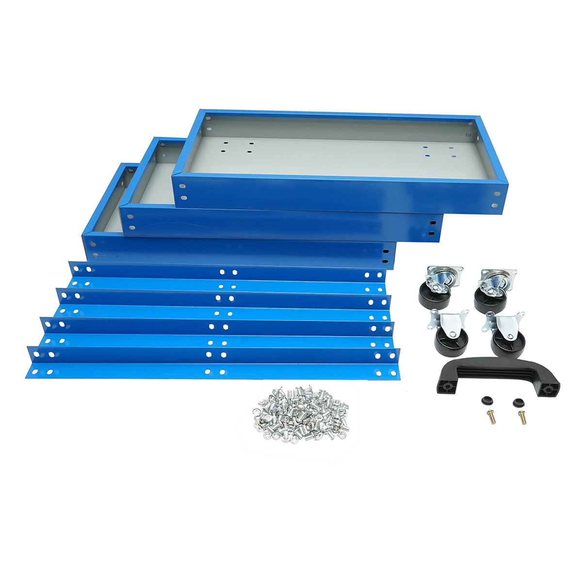 Metal cart on wheels with 3 shelves for tools 510x260x575mm