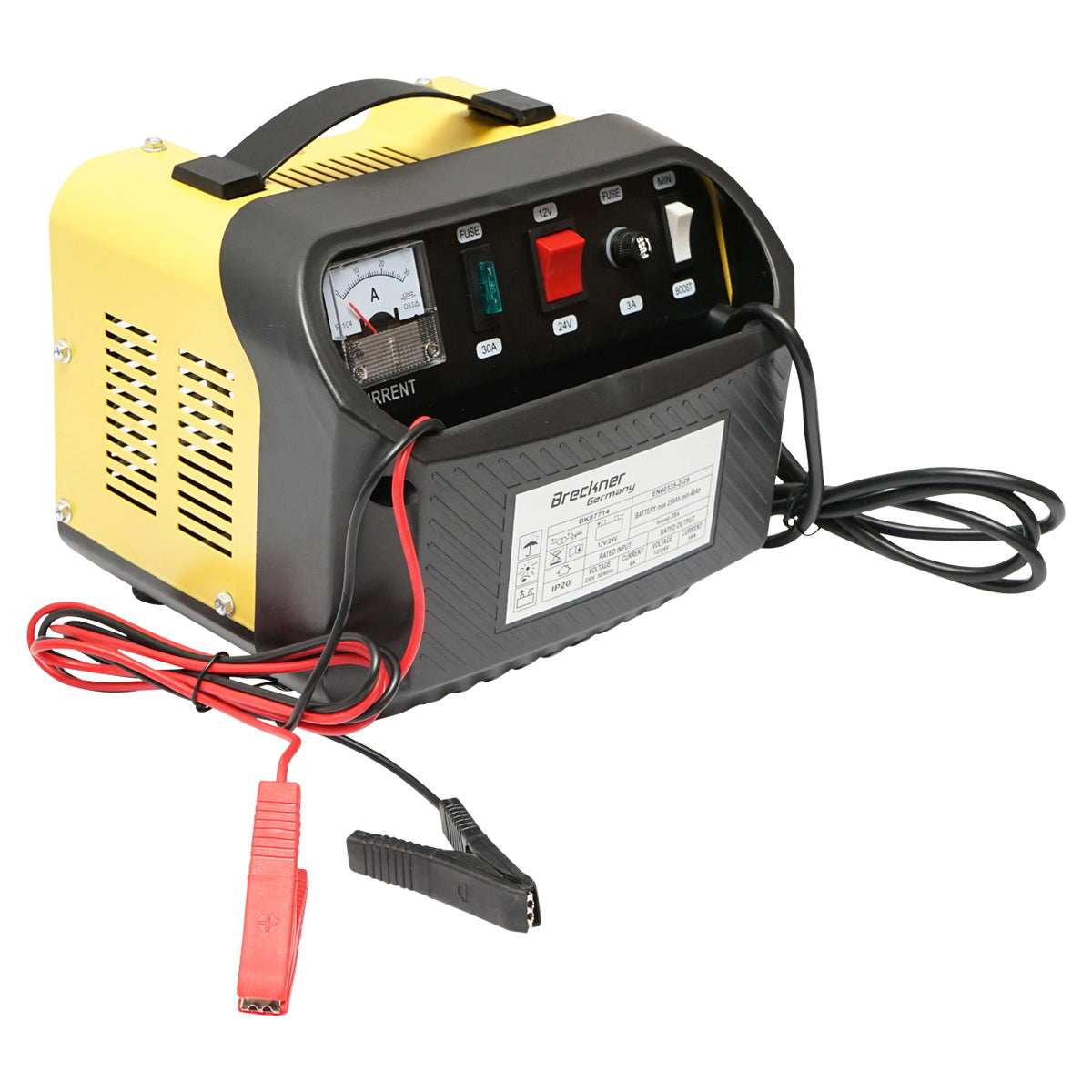 Car battery charger and booster 12/24V 20A 230V/566W for batteries 40-250Ah Breckner Germany