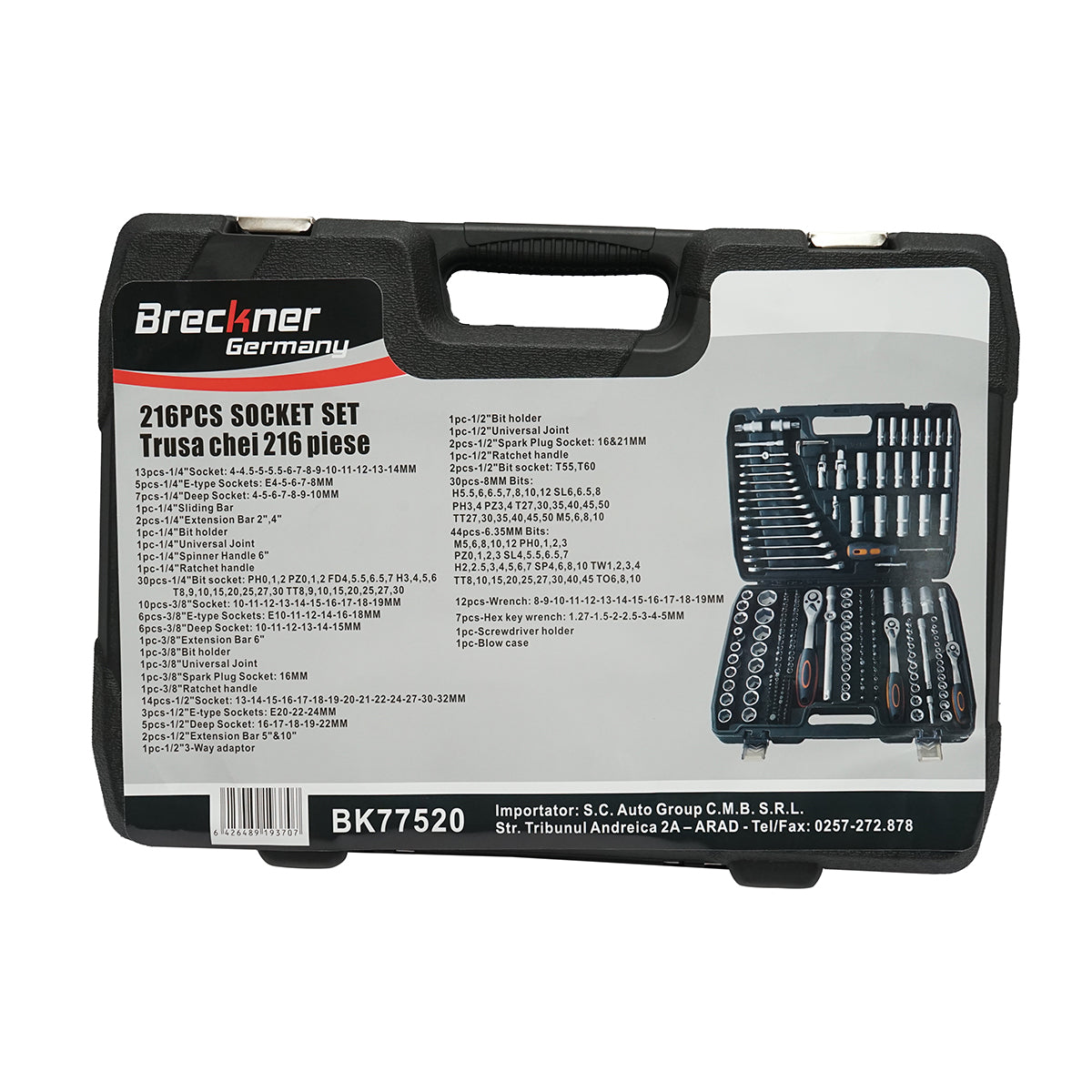 Combined tool kit 216 pieces Breckner Germany