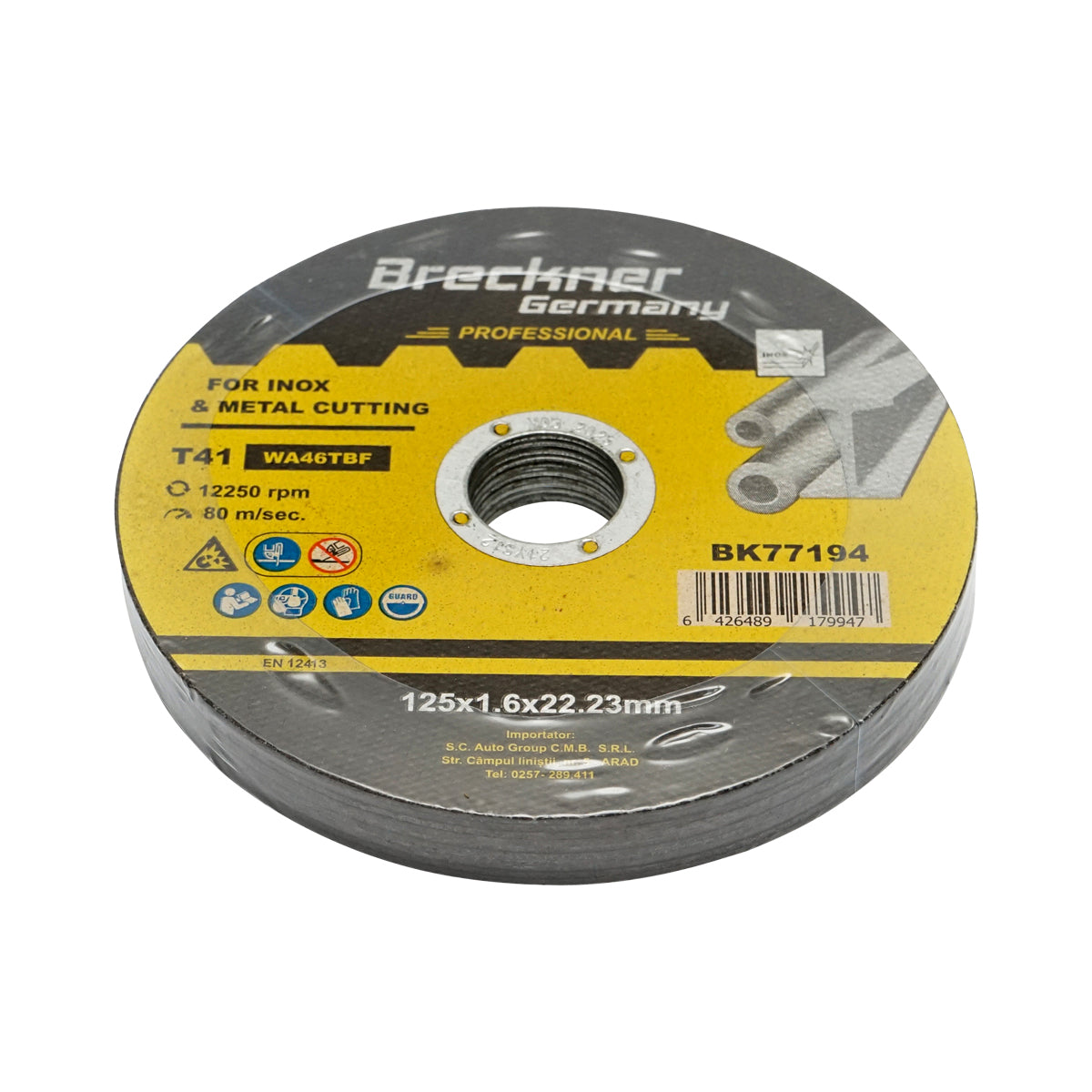 Flex disc for cutting and polishing stainless steel T41 125x1.6x22mm Breckner Germany