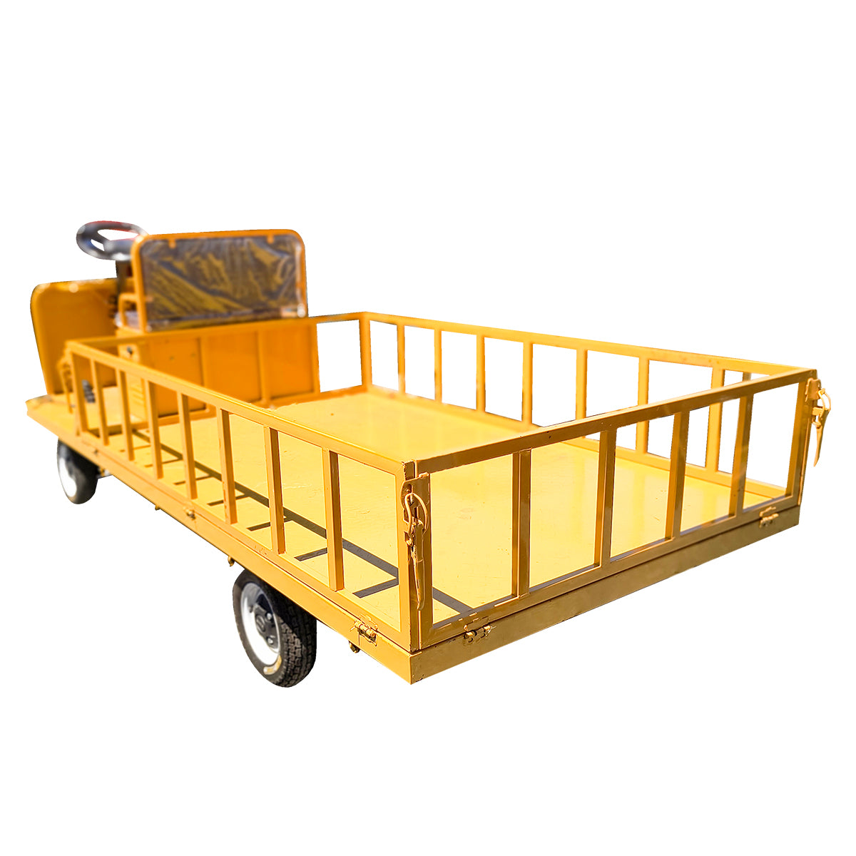 Electric cart platform with bench and shutters for cargo transport 1200W, 60V, 2.5x1.25m maximum load 1000Kg THOR