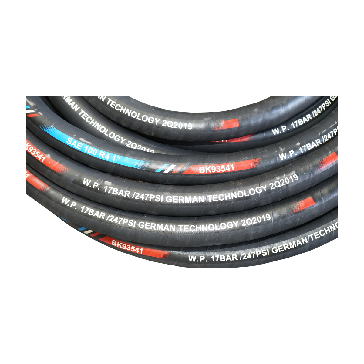 Hydraulic pressure hose roll 25m with double textile insert DN25 (int. FI25 / ext. FI41) SAE 100 R4 1