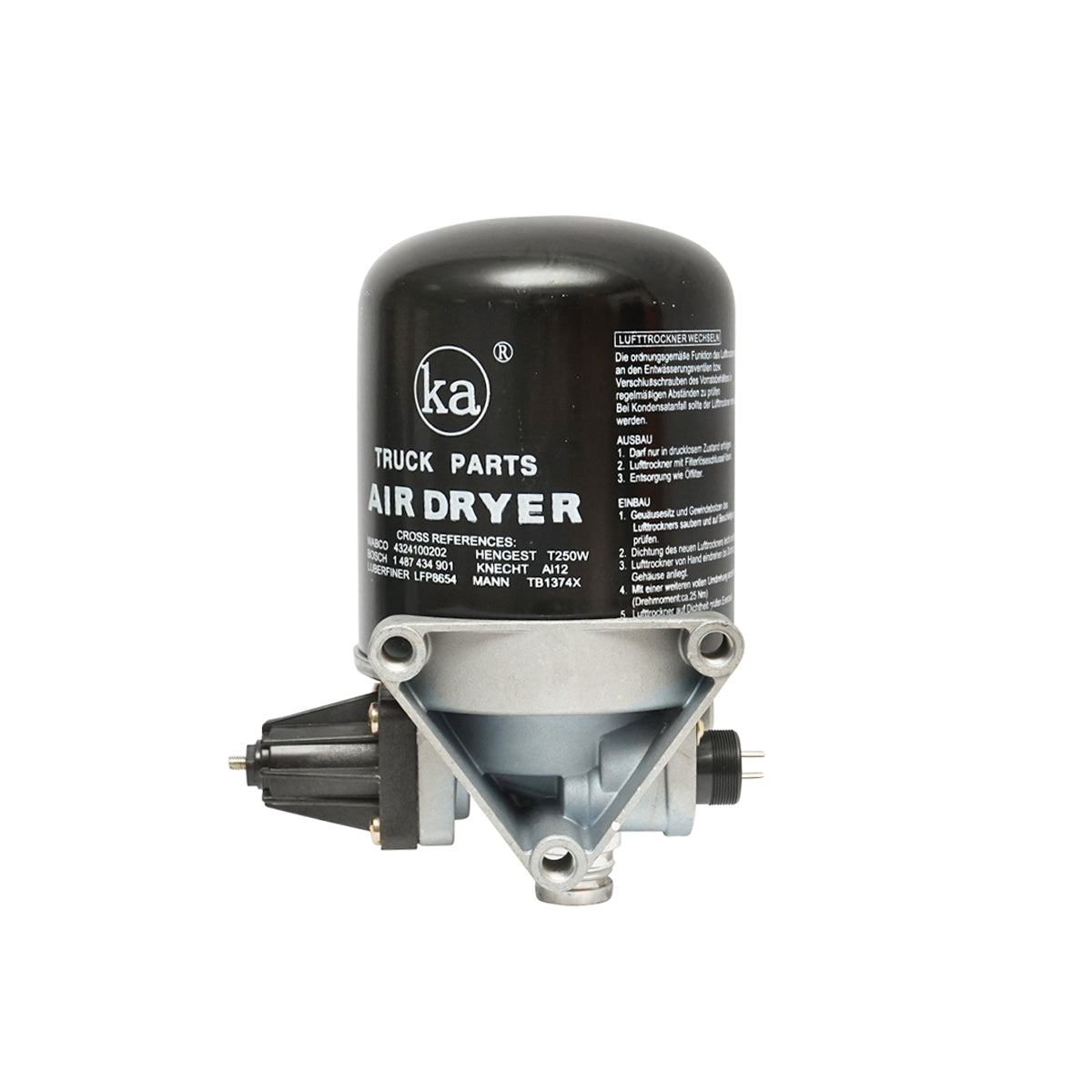Air dryer with filter for compressor system OEM code 4324101020, 4324100202, 1487434901, LFP8654, T250W, AI12, TB1374X Breckner Germany