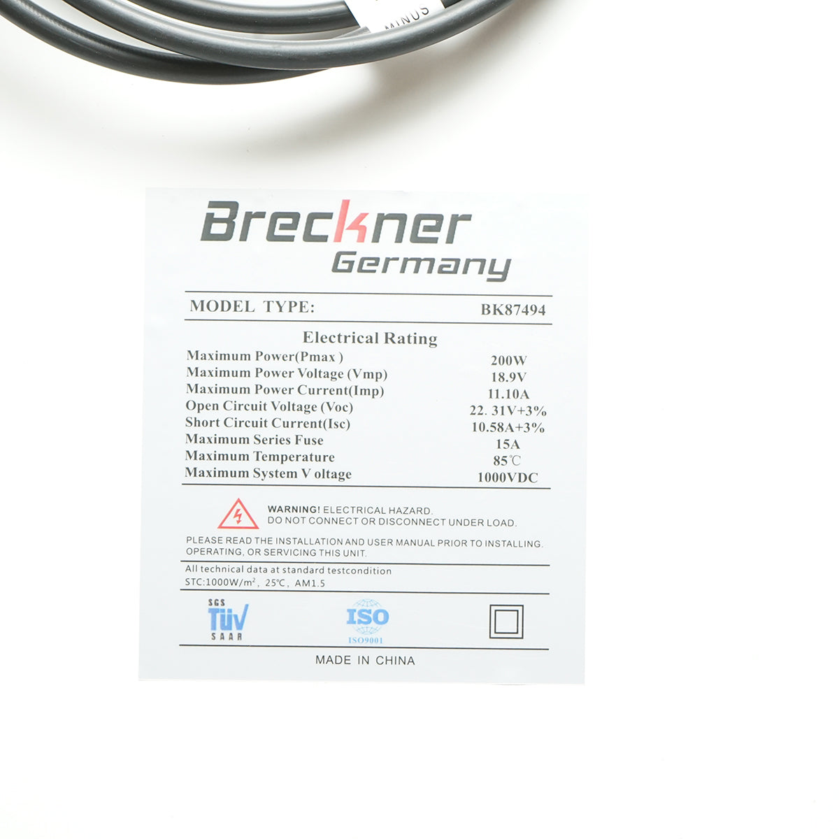 200W Breckner Germany solar panel, monocrystalline photovoltaic 1480x680x35mm