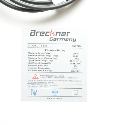 200W Breckner Germany solar panel, monocrystalline photovoltaic 1480x680x35mm