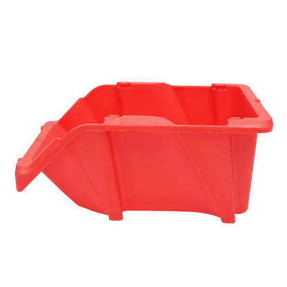 Red plastic storage box 295x195x130mm