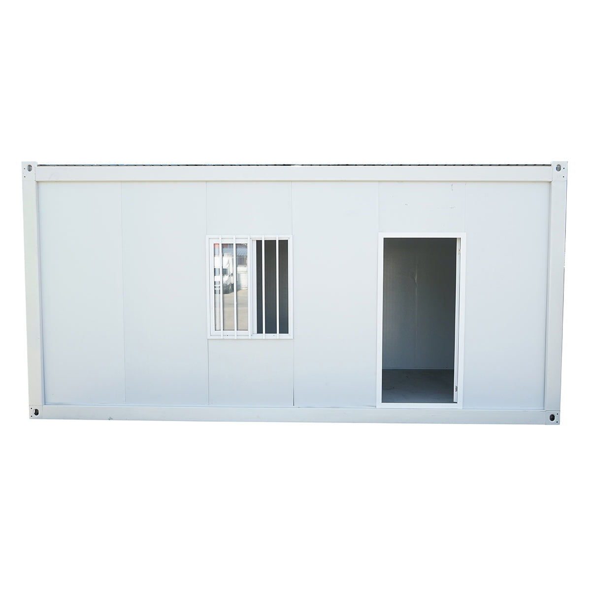Container house type 600x300x290cm with 2 windows, simple door and electrical installation