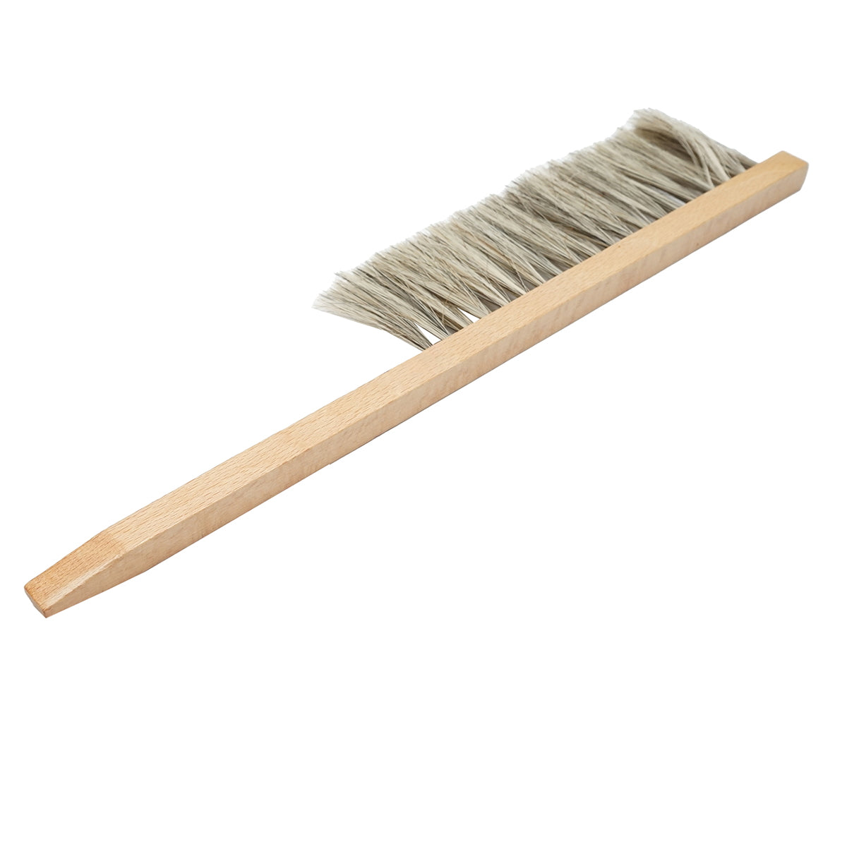 Simple single-row bee brush made of horsetail with a plastic handle