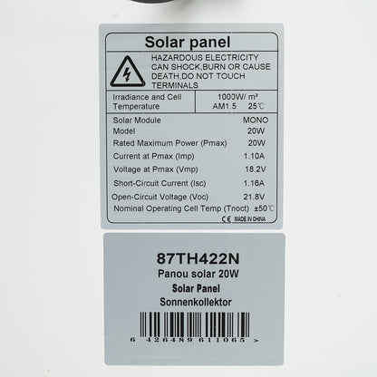 20W solar panel monocrystalline photovoltaic 400x300x17mm THOR