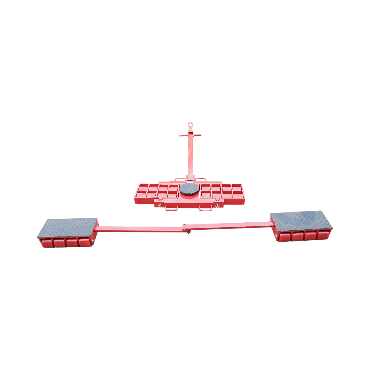 15-ton jack with maneuverable roller mechanism for heavy equipment