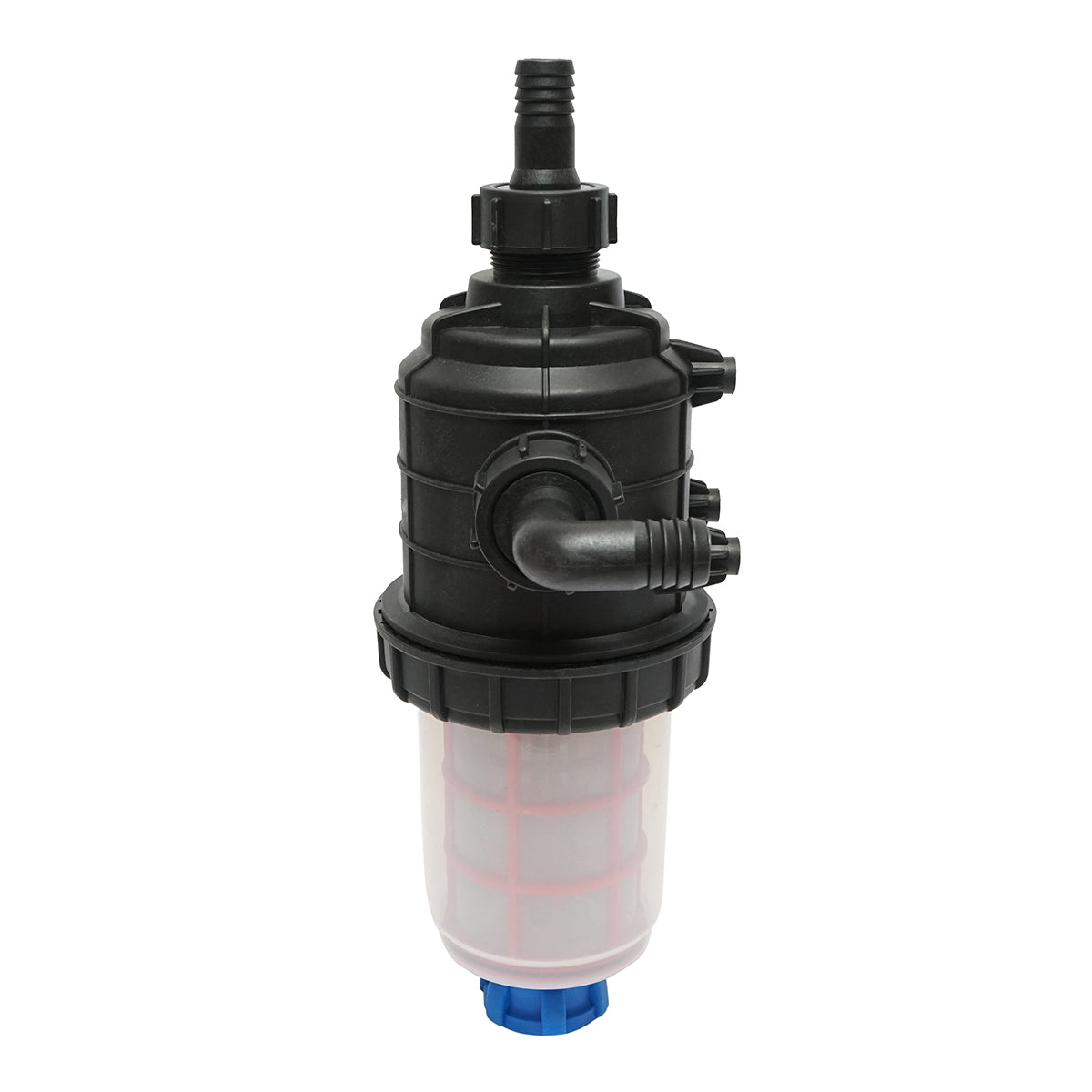 Transparent herbicide filter with 2 sieves and self-cleaning valve, 25mm connection