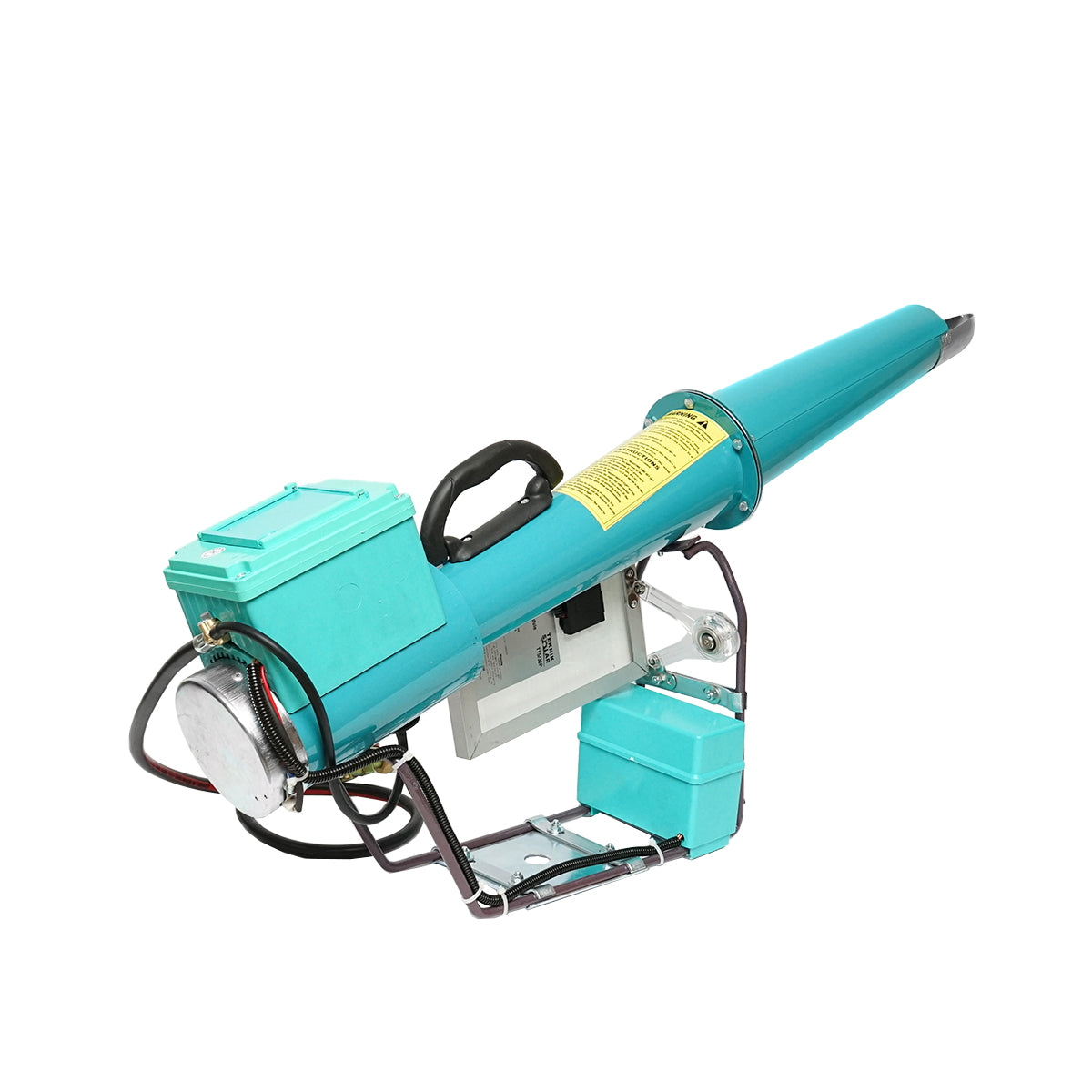 Electric bat on battery with solar panel charging, gas explosion to scare birds Breckner Germany