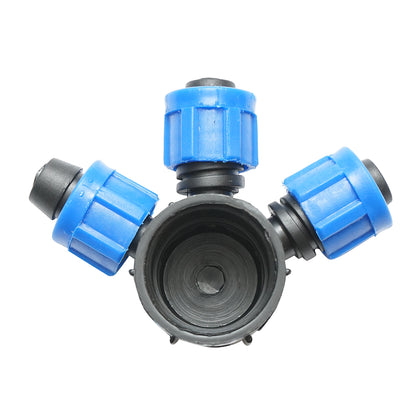 Pipe coupling distributor, 17mm drip tape with 3 heads for irrigation systems