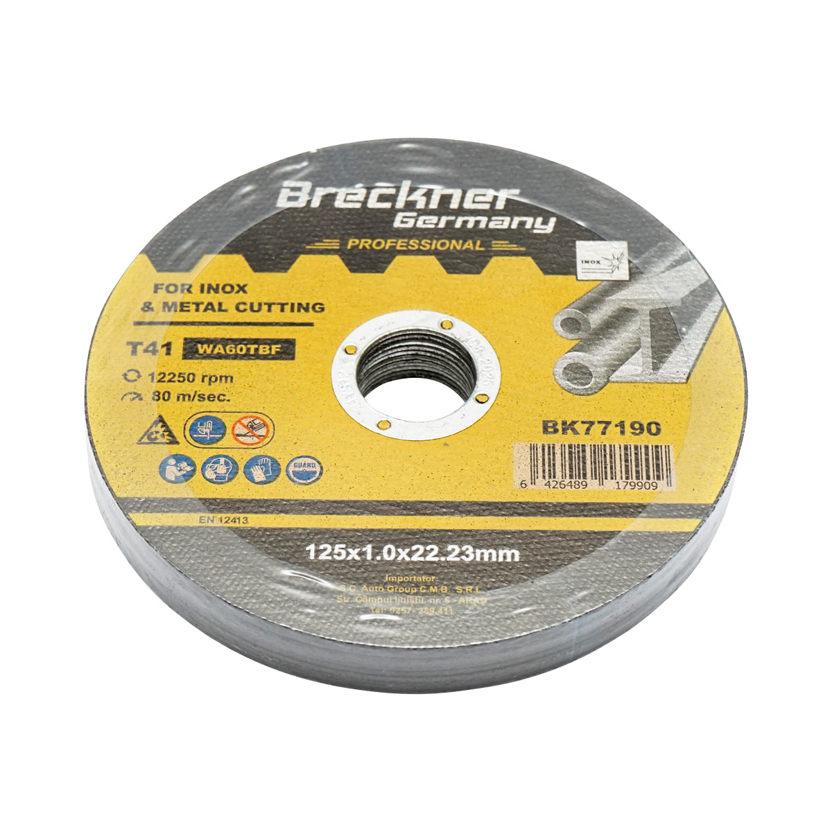 Flex disc for cutting and polishing stainless steel T41 125x1.0x22mm Breckner Germany