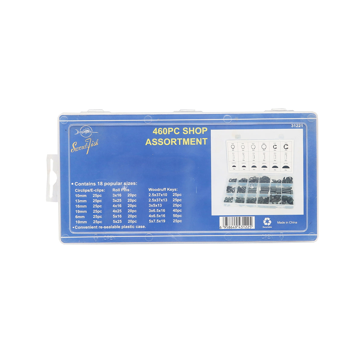 External fuse box type C, E, elastic pins and Woodruff semicircular keys 460 pieces