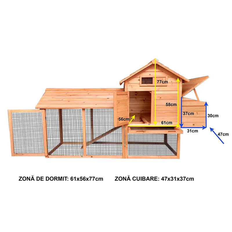 Chicken coop, made of wood 2040x760x1160mm