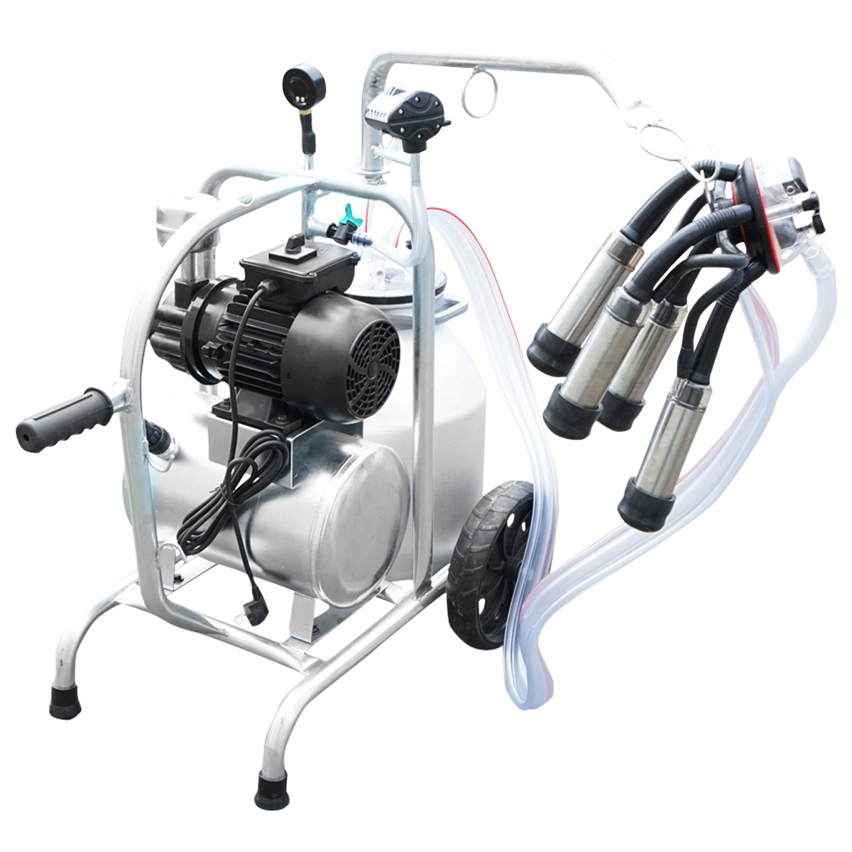 Cow milking machine with 160cc collector group, galvanized chassis, 30L aluminum tank, 1 station Breckner Germany